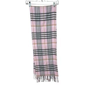Cashmere Finished Firenza Italia Pink Plaid Women's Scarf. NWT.